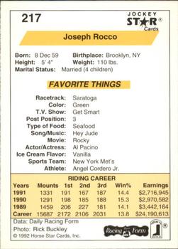 1992 Jockey Star #217 Joseph Rocco Back